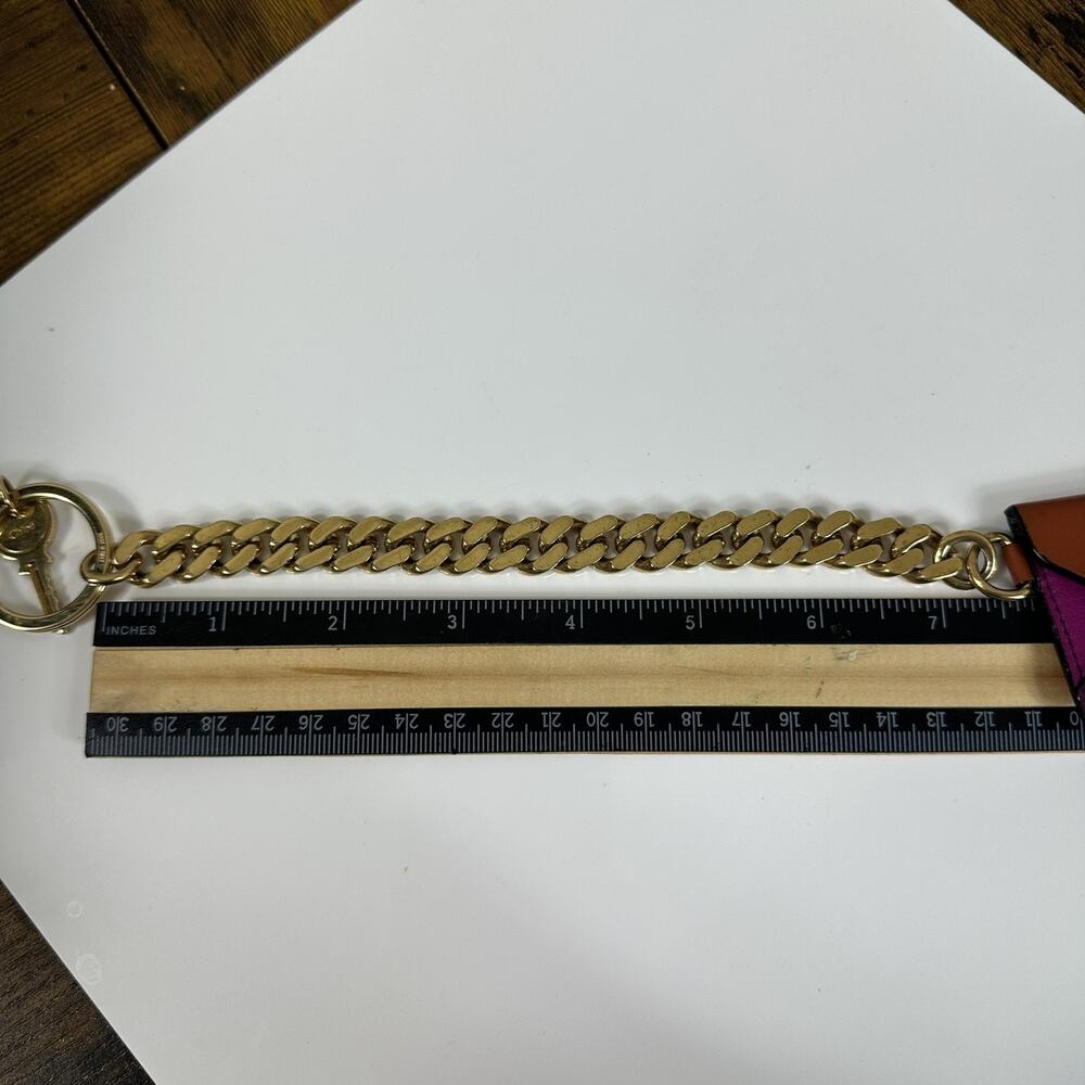 Chloe Multicolor Leather Envelope Chain Key Pouch Charm Gold Tone Made In Italy - Picture 15 of 16